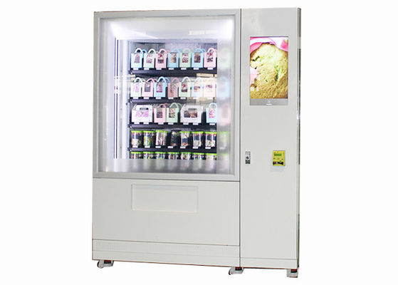 Kühlschrank-Salat im Freien in einem Glas-Automaten mit 32 Zoll-Touch Screen