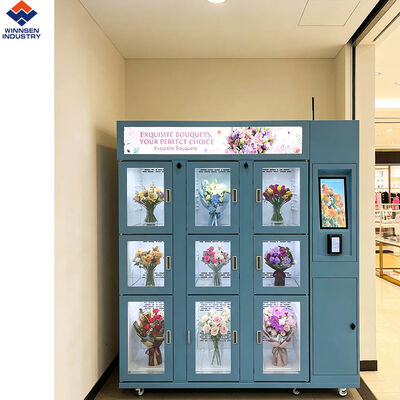 Qualität Winnsen Smart Flower Vending Machine mit 19-Zoll-LCD-Feuchtigkeitskühlung und Doppelglas-Auto-Schließtür Fabrik
