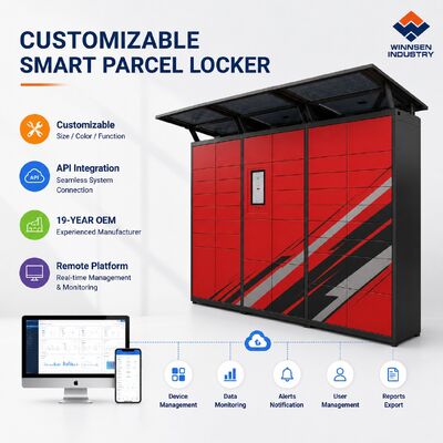 Qualität Intelligenter Paketkasten mit 15" Android Touchscreen und Cloud-Fernverwaltung für anpassbare Fächer Fabrik
