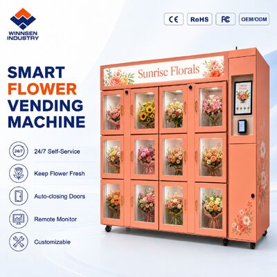 Qualität 24H Kühl-Frischblumen-Verkaufsautomat mit Doppelglas-Tür und 15,6-Zoll-Touchscreen Fabrik