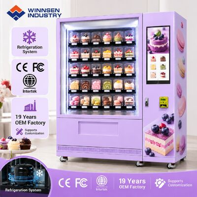 Qualität Winnsen Chilled Cupcake Vending Machine Glass Front LED Display Keeps Cream Cakes Fresh Fabrik