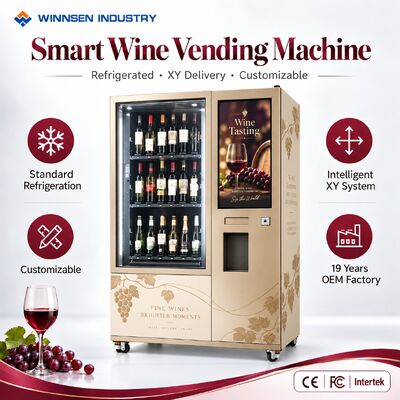 Qualität Winnsen 32 Zoll Touchscreen Wein-Verkaufsautomat Gekühlt Gewerbequalität Stahl Fabrik